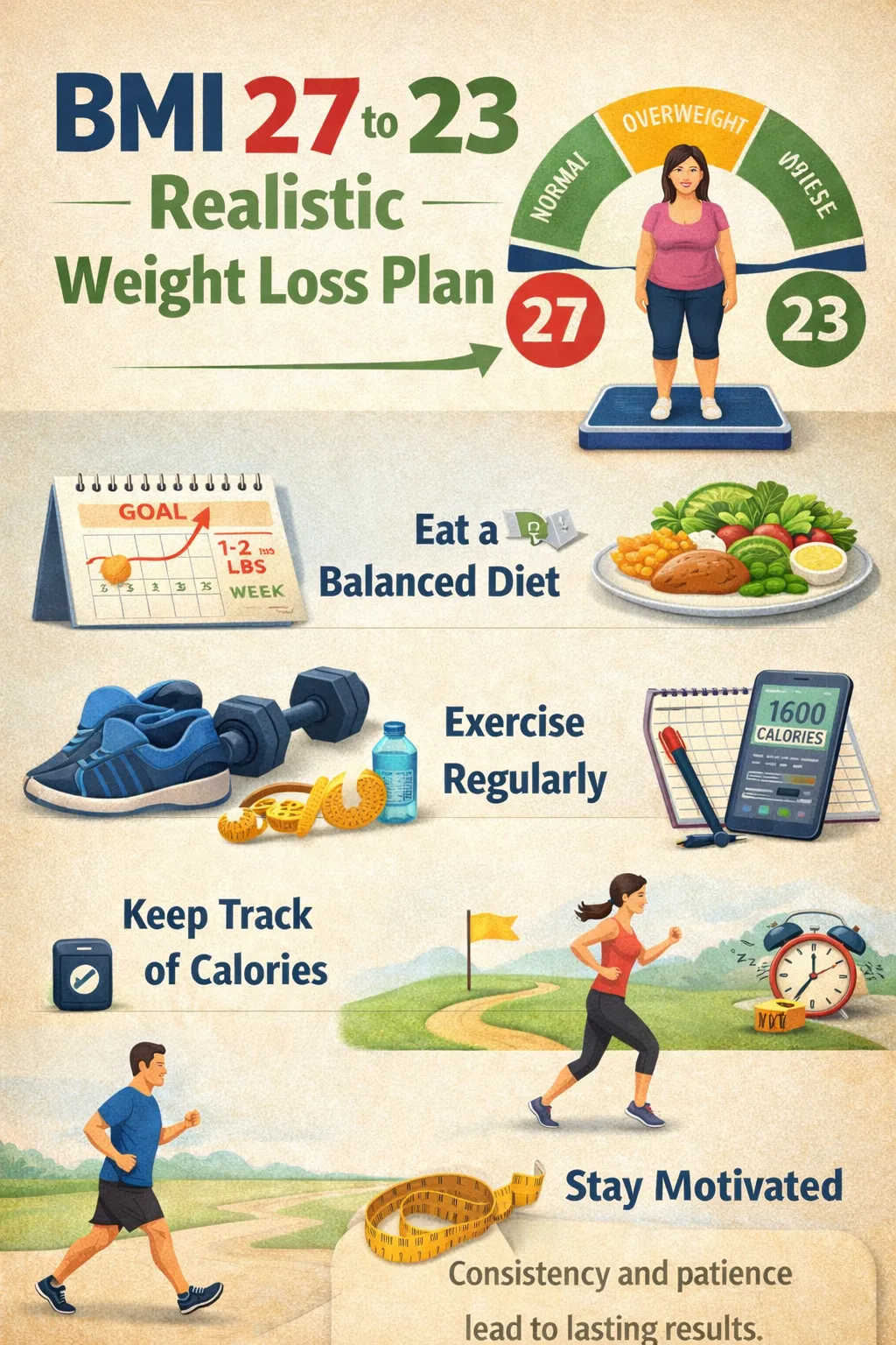 BMI 27 to 23: Realistic Weight Loss Plan by Timerso.com
