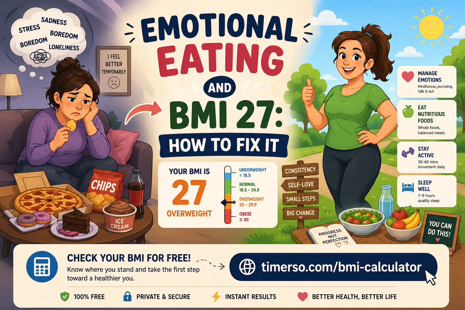 Emotional Eating and BMI 27: How to Fix It by Timerso.com