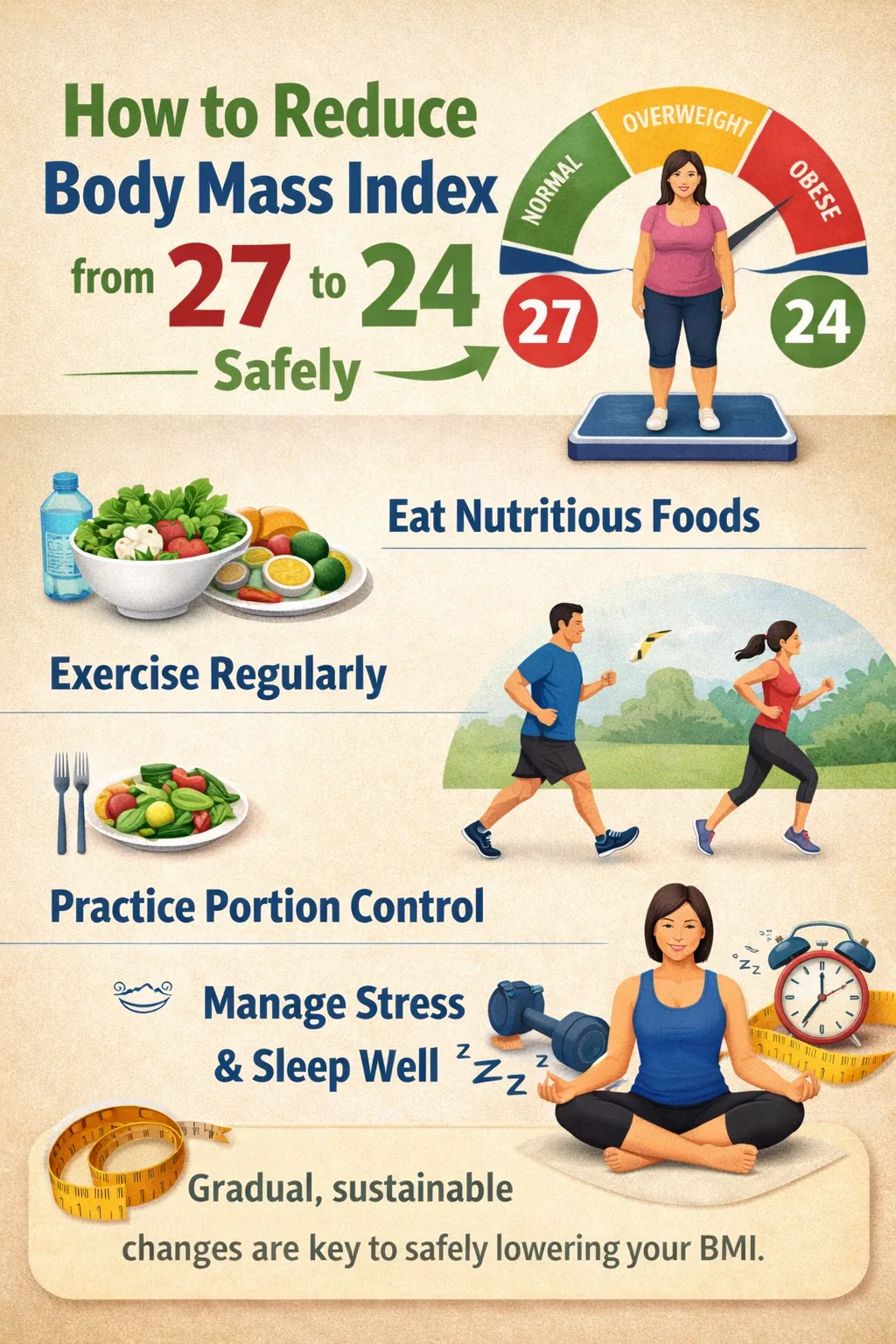 How to Reduce Body Mass Index from 27 to 24 Safely by Timerso.com