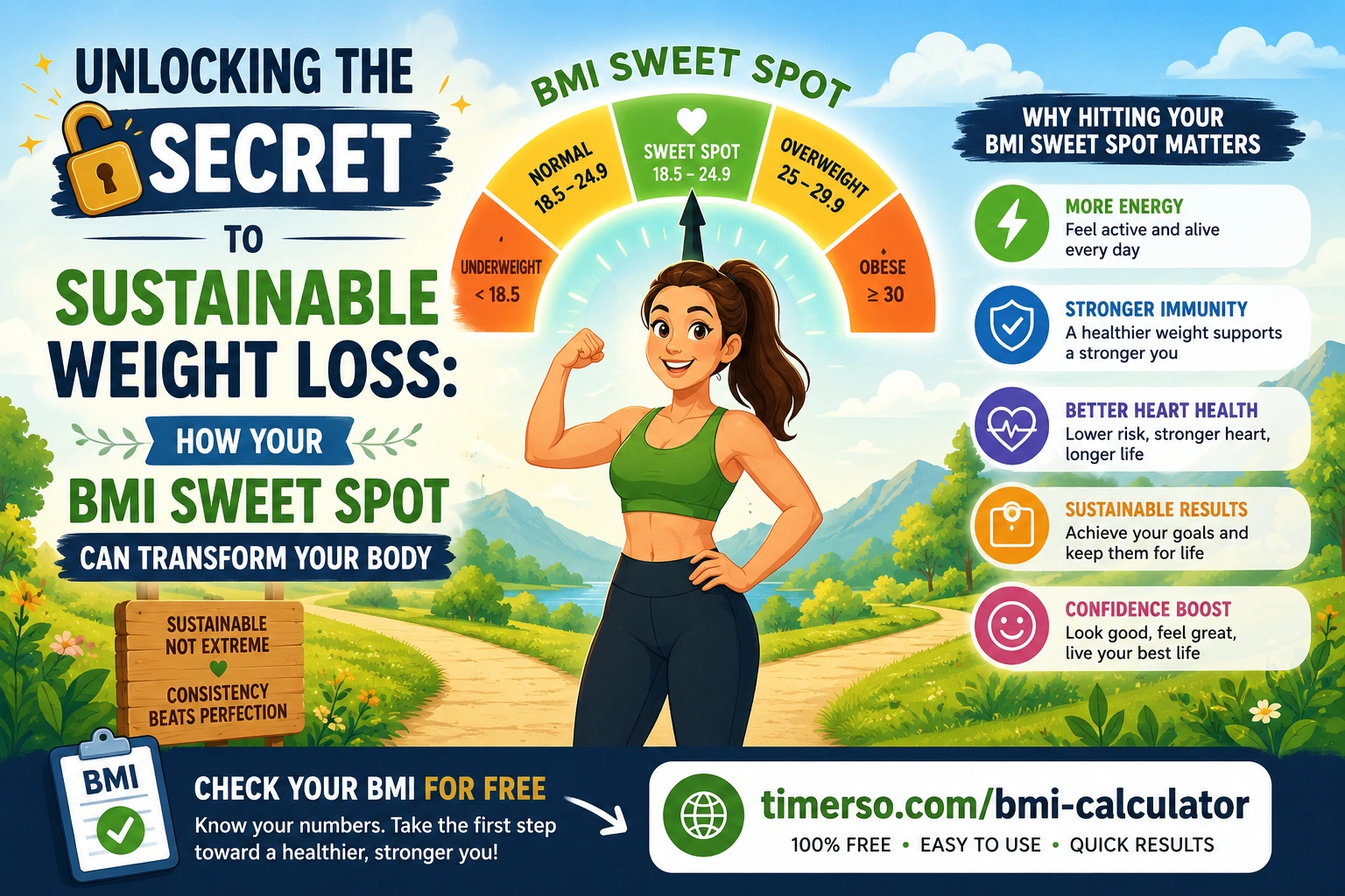 Unlocking the Secret to Sustainable Weight Loss: How Your BMI Sweet Spot Can Transform Your Body by Timerso.com